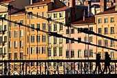 Frankreich, Rhône, Lyon, Stadtteil Les Terreaux, Saint-Vincent-Kai, Fußgängerbrücke Saint Vincent über die Saône