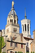 Frankreich, Rhone, Lyon, 5. Arrondissement, Stadtteil Fourvière, Basilika Notre Dame de Fourvière (19. Jahrhundert), denkmalgeschützt, UNESCO-Weltkulturerbe