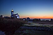 France, Finistere, Pays des Abers, Brignogan Plages, the Pontusval Lighthouse on the Pointe de Beg Pol at sunrise