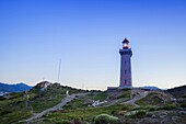 France, Pyrenees Orientales, Port Vendres, Bear cape, Cap Bear lighthouse at night, listed as Historical Monument