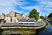 France, Morbihan, Gulf of Morbihan, Vannes, the ramparts, old wash houses, la Marle River and Saint-Patern church int the background