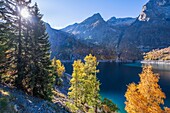 France, Isere, Ecrins National Park, Veneon valley, Lauvitel lake (alt : 1530m) on the GR 54 hiking trail