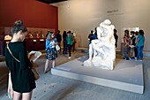 France, Paris, Grand Palais museum, exhibition of the centenary (of the death) of Auguste Rodin, The Kiss marble sculpture by Auguste Rodin