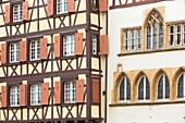France, Haut Rhin, Route des Vins d'Alsace, Colmar, row of traditional houses