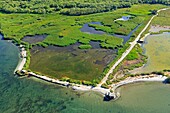 France, Bouches du Rhone, Saint Chamas, Etang de Berre (aerial view)