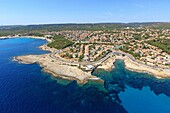 France, Bouches du Rhone, The Blue Coast, Sausset les Pins, Anse du Petit Nid (aerial view)