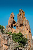 France, Corse du Sud, Porto, Gulf of Porto listed as World Heritage by UNESCO, in the coves of Piana, the figure of the heart pierced in the rock