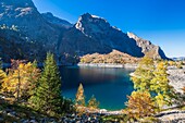 France, Isere, Ecrins National Park, Veneon valley, Lauvitel lake (alt : 1530m) on the GR 54 hiking trail