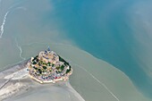 Frankreich, Manche, Le Mont Saint Michel, von der UNESCO zum Weltkulturerbe erklärt, Mont Saint Michel (Luftaufnahme)