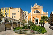 France, Corse du Sud, Ajaccio, main facade of the Notre Dame de l'Assomption Cathedral on the edge of the old town
