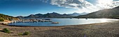 France, Corse du Sud, Porto, Gulf Galeria, panoramic view of the beach at sunset