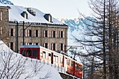 Frankreich, Haute Savoie, Mont Blanc Tal, Chamonix Mont Blanc, Montenvers Mer de Glace Zahnradbahn, Bahnhof von Montenvers (1913 m)