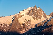 Frankreich, Hautes Alpes, Ecrins-Nationalpark, der Grand Pic de La Meije (3983m) und sein Gletscher