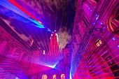 France, Rhone, Lyon, district of Vieux-Lyon, historical site listed as World Heritage by UNESCO, the courtyard of the Town Hall during the Fete des Lumieres (Light Festival), show Tricolor of Ralf Lotting
