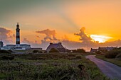 France, Finistere, Ponant Islands, Armorica Regional Nature Park, Iroise Sea, Ouessant Island, Biosphere Reserve (UNESCO), Path to Pointe de Pern and Créac'h Lighthouse