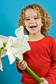 Girl holding Hippeastrum