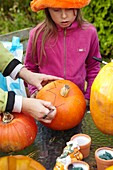 Carving halloween pumpkins