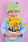 Girl holding crocus