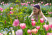 Girl in spring garden