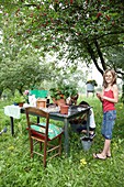 Children planting vegetable plants