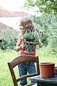 Girl holding lavender