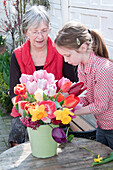 Arranging spring bouquet