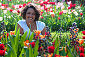 Woman in spring garden