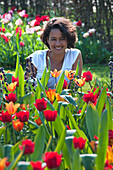Woman in spring garden
