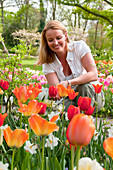 Woman holding tulips