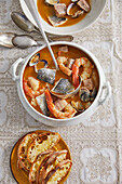 Cacciucco (fish soup with crostini)
