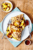 Apple pancakes with butterscotch sauce