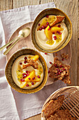 Asian passion fruit cream with coconut brittle