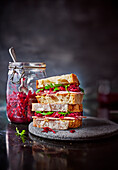 Sandwich with beetroot and red cabbage salad