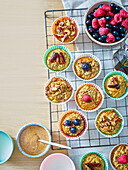 Banana and oat muffins with mix-and-match toppings