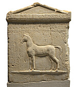 Relief on a pedimented decree stele