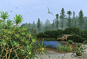 Early Cretaceous scene, illustration