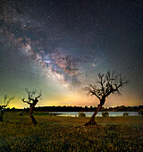 Milky Way over fields in Alqueva, Portugal