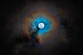 Full Moon with colourful corona