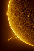 Solar chromosphere showing large prominence