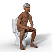 Senior person with constipation, illustration