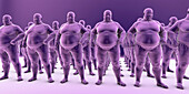 Clones of overweight people, illustration