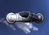 Futuristic autonomous flying vehicle, illustration