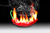 Red chilli on fire, illustration