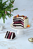 Chocolate cranberry cream cake