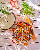 Portuguese rice pot with seafood