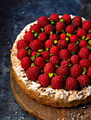 Raspberry cake with pistachios