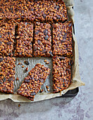 Gluten-free muesli bars made from rolled oats, nuts and seeds