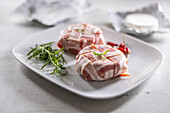Brie cheese wrapped in bacon