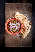 Paneer Kucha Cholle with Naan (India)