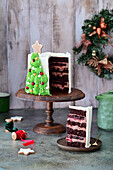 Christmas cherry and chocolate cake with buttercream